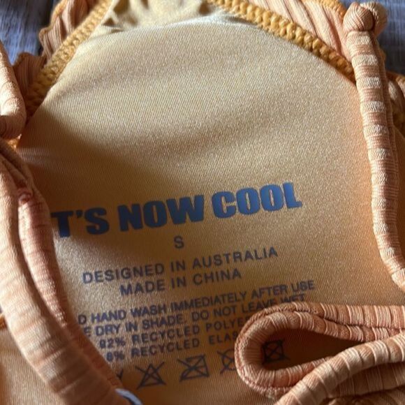 Free People x It's Now Cool The Frill Tri Eco Bikini Top Triangle Yellow Size S - Picture 4 of 8